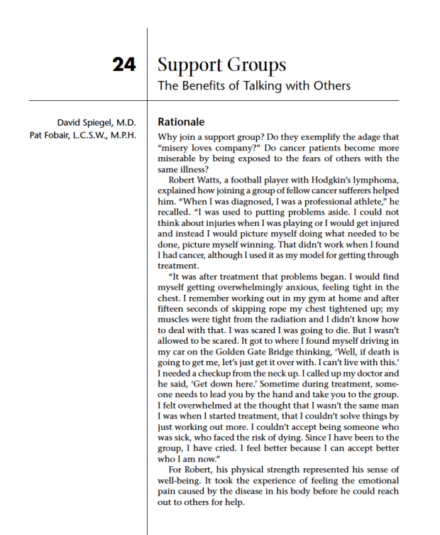 Cancer Supportive Care Support Groups 